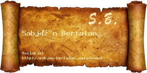 Sabján Bertalan névjegykártya